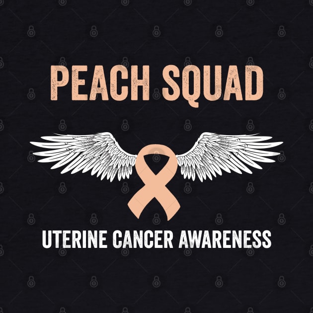 uterine cancer awareness month - peach ribbon squad by Merchpasha1